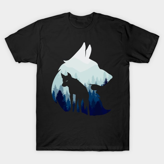 Wolf Silhouette T-Shirt by Meca-artwork